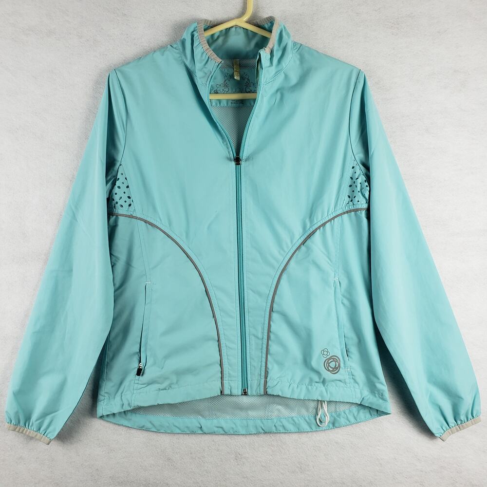 Lucy Women's M Full Zip Vented Athletic Track Windbreaker Jacket Mint Sporty